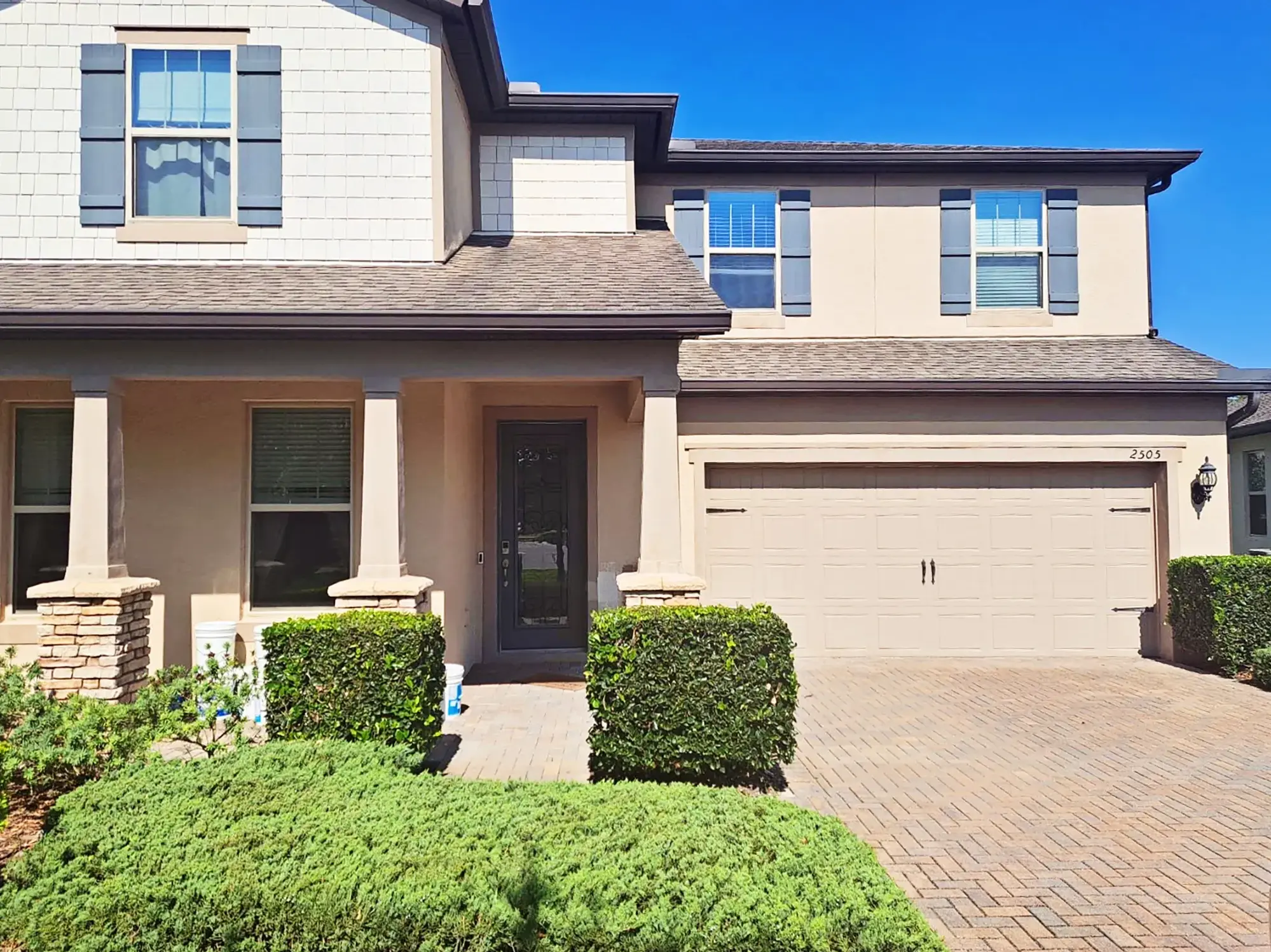 After exterior coating project showing renewed home finish in Central Florida